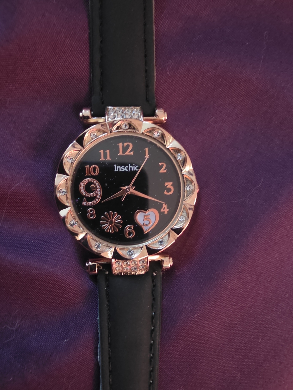 Inschic Rose Gold and Black Women's Fashion Watch